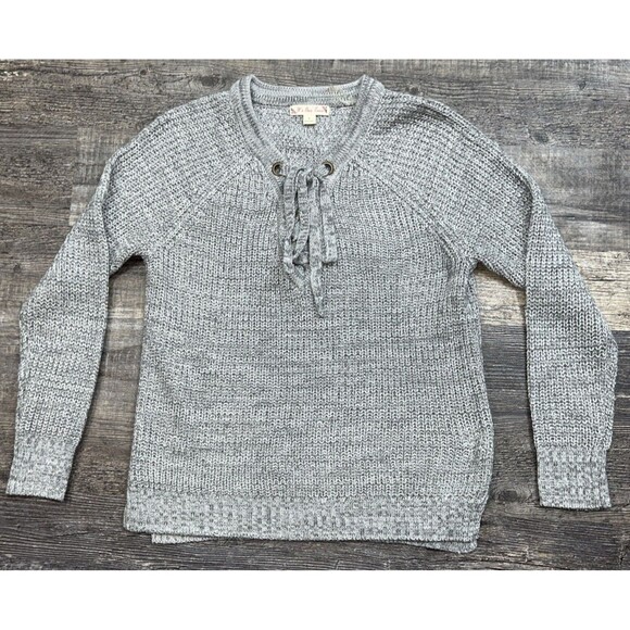 It's Our Time Knit Sweater Women's Scoop with Tie Neck Long Sleeve Size Small - Picture 12 of 12